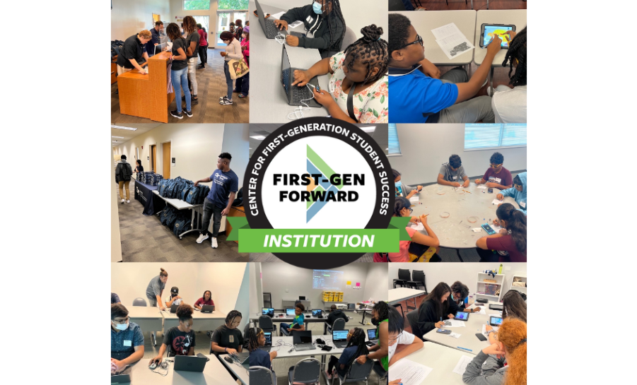 Collage of first-generation students at the institute event