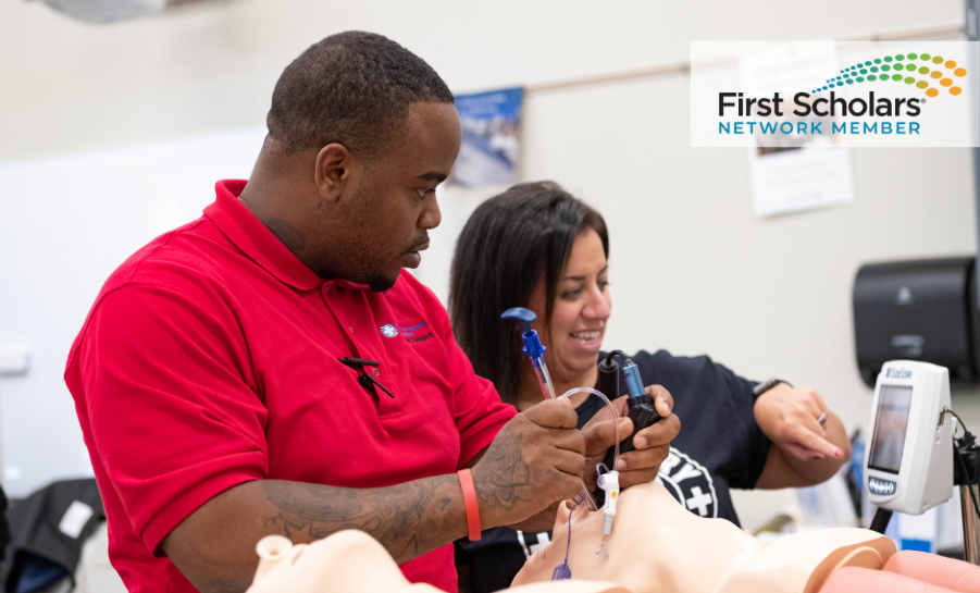 Jackson State Community College first-gen student in lab
