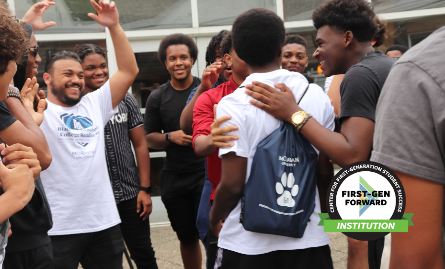 Group of excited students at Moravian University