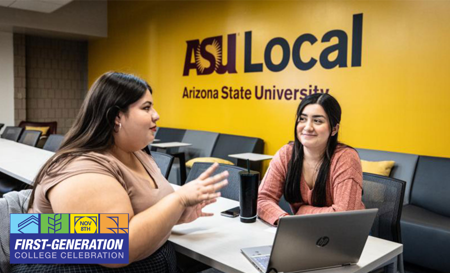 Advisor helps student in the ASU Local Yuma classroom