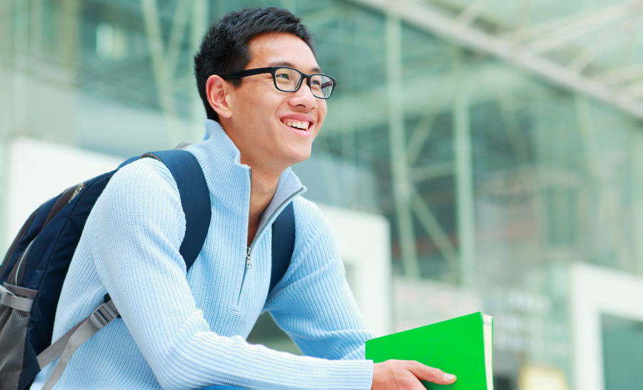 Asian Male Student Happy