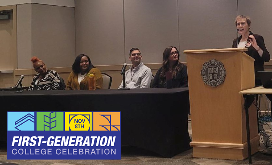 First-gen panelists with moderator at Bowling Green State University