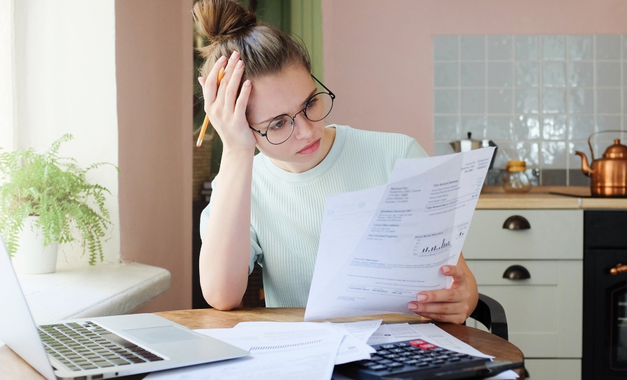 female reviewing financial documents