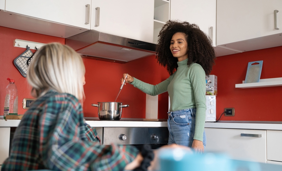 Female students cooking