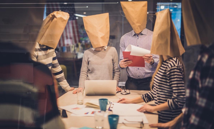 Paper bag over people