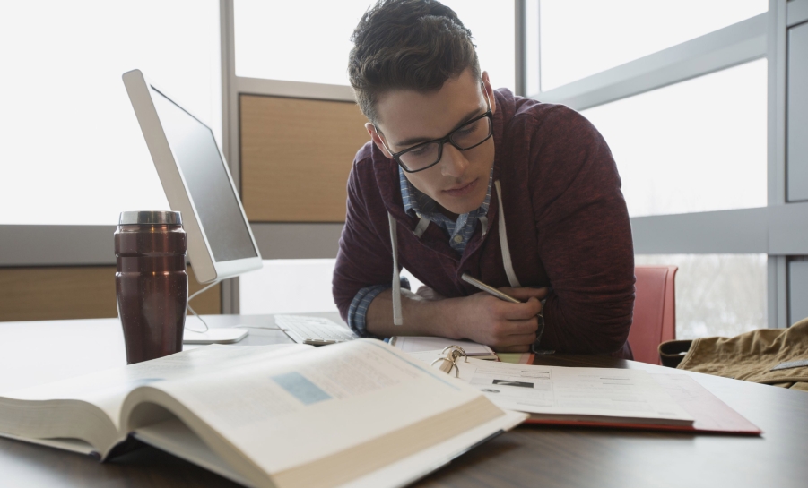 Student studying