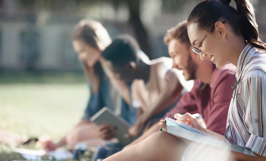 Students Studying Outside