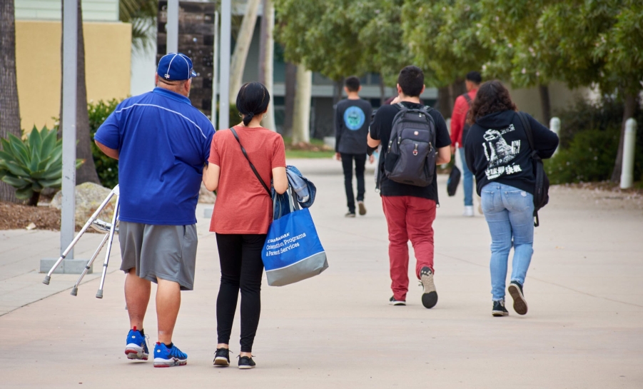 Students and families on campus