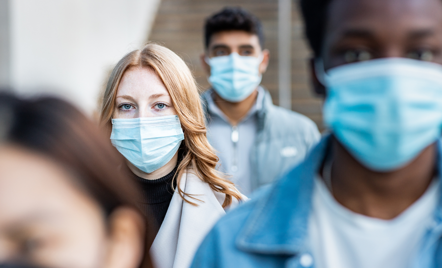 Group of Students wearing masks