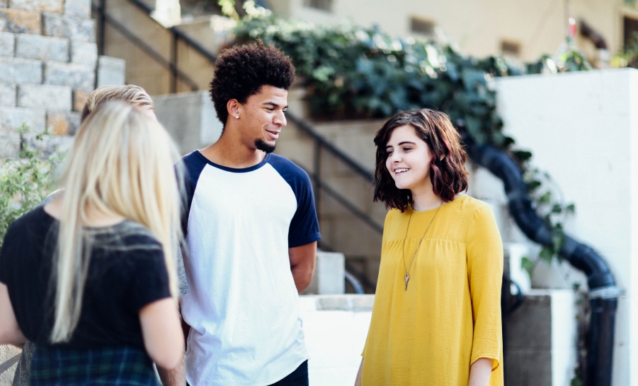group of diverse students standing