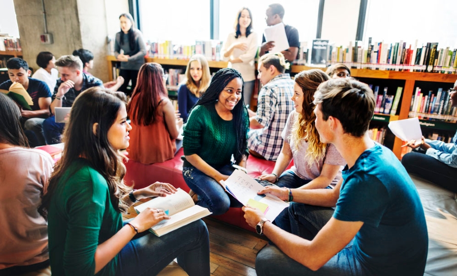 group of students reading circle