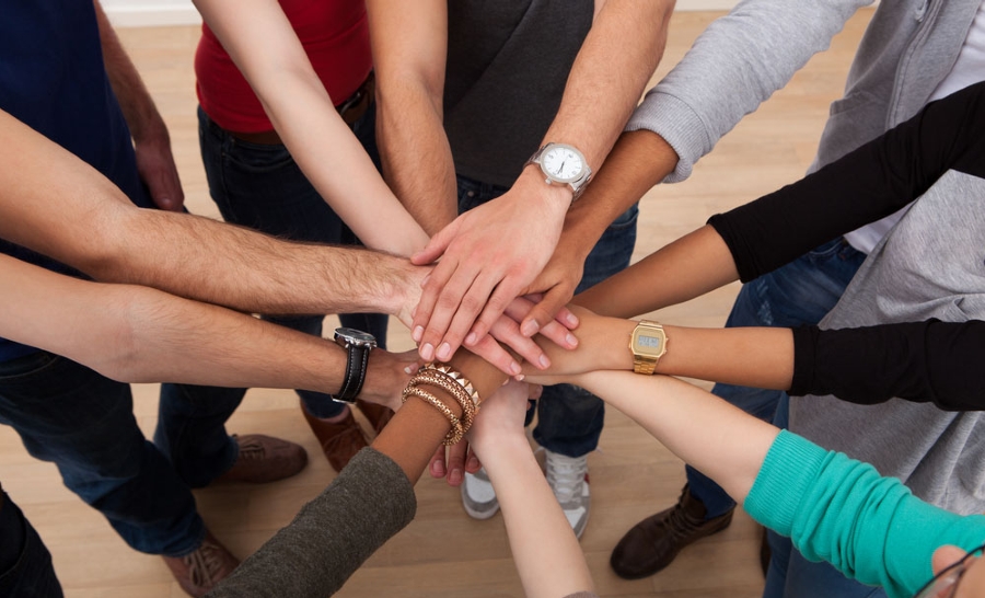 student hands circle