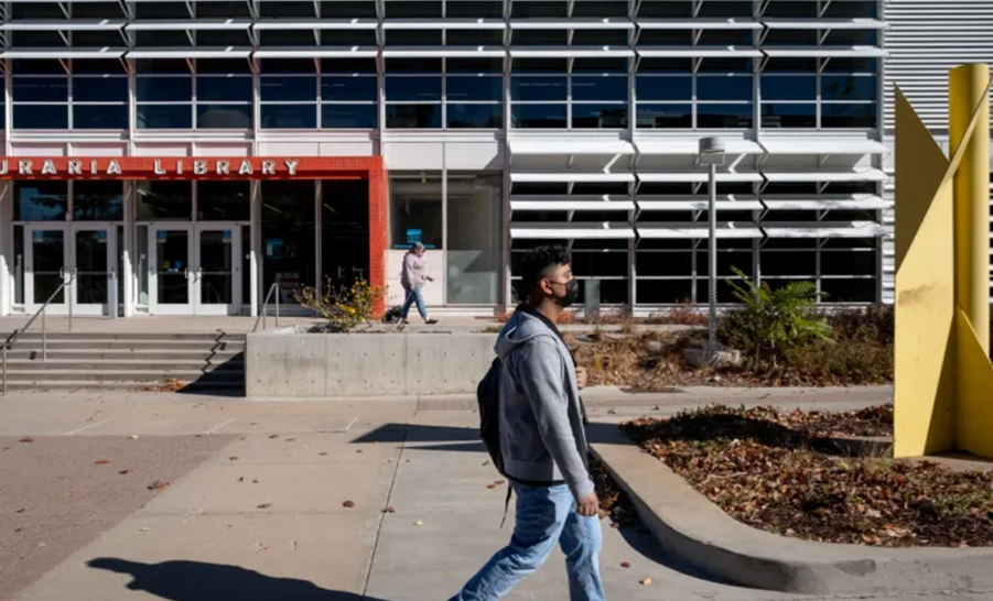 Student walking to class on MSU Campus