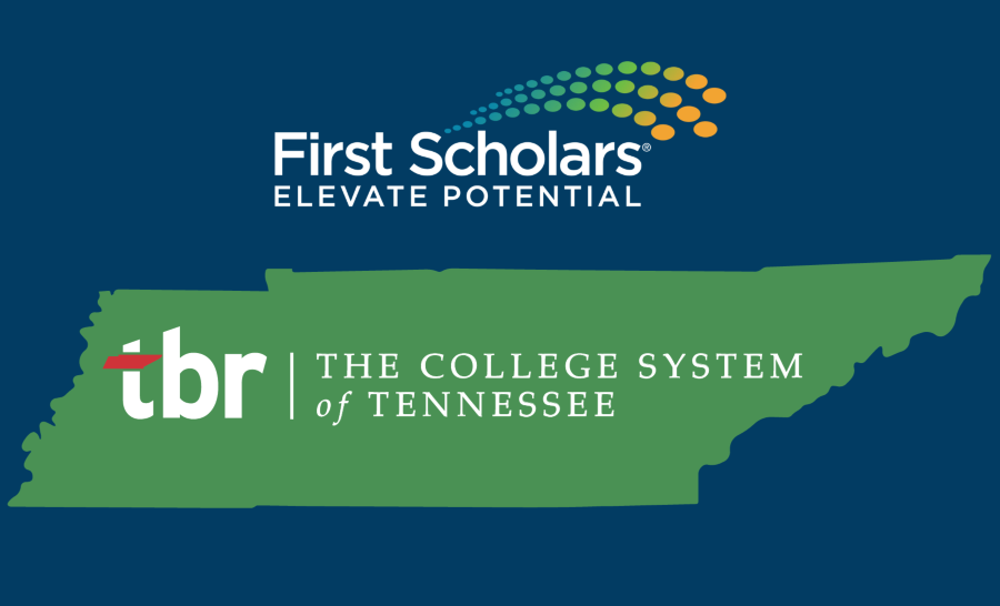 shape of Tennessee with TBR and First Scholars logos