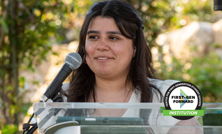 Student speaking at Westmont College