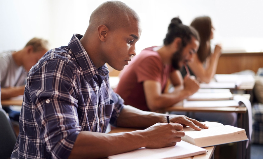 black male studying