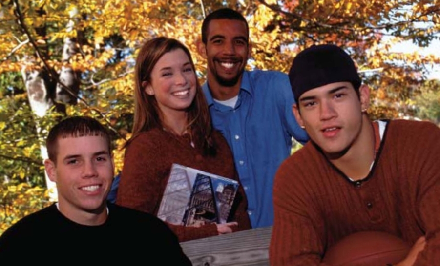 old photo four college students