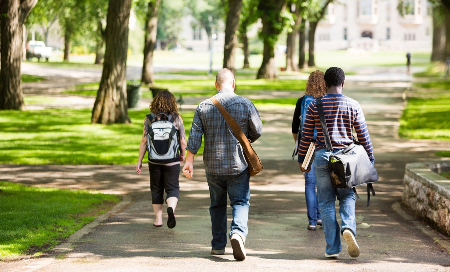 students walking outdoors