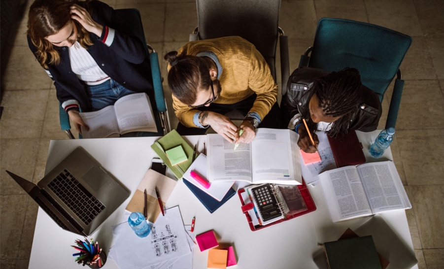 Students Studying at a Table